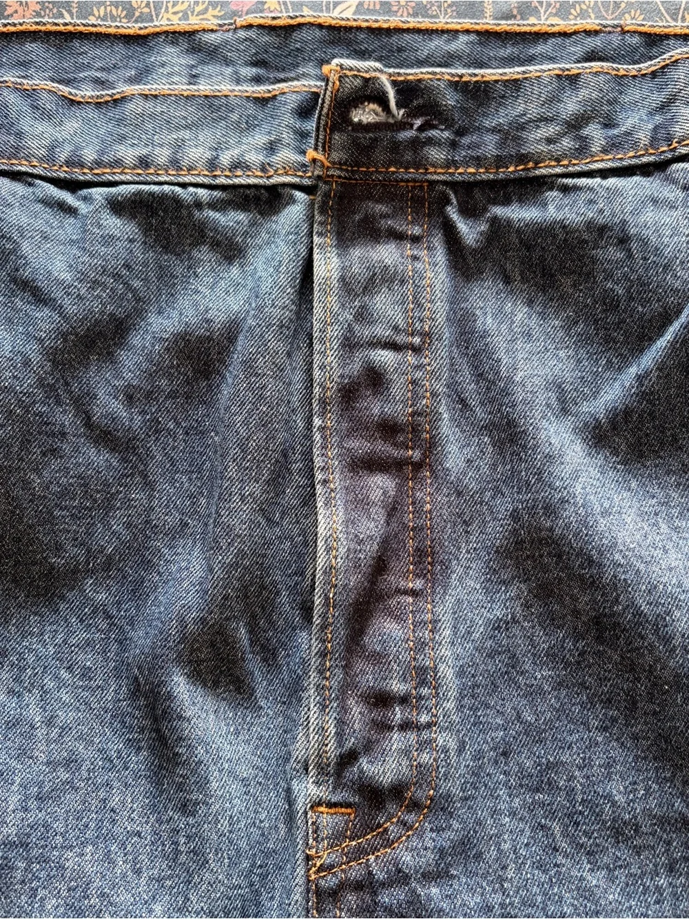 Levi's Men’s Big & Tall Dark Blue Denim Buttonfly Jeans with Orange Stitching